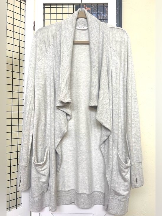 Athleta Sweaters - Athleta Light Heather Gray Draped Open-Front Cardigan